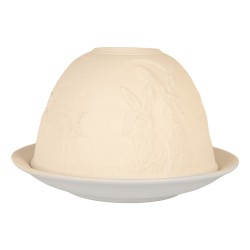 Clayre & Eef Waxinelichthouder Ø 12x8 cm Wit Porselein