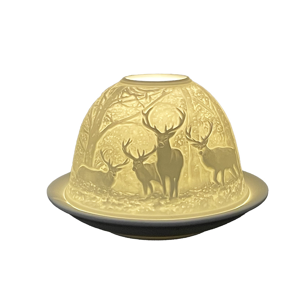 Clayre & Eef Waxinelichthouder Ø 12x8 cm Wit Porselein Hert afbeelding 1
