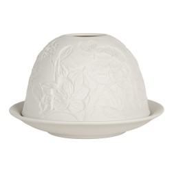 Clayre & Eef Waxinelichthouder Ø 12x8 cm Wit Porselein