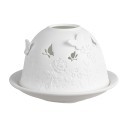 Clayre & Eef Porte-bougie Ø 12x8 cm Blanc Porcelaine Papillons