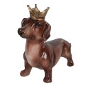 Clayre & Eef Decoratie Beeld Hond Teckel 35x14x28 cm Bruin Kunststof