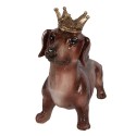 Clayre & Eef Decoratie Beeld Hond Teckel 35x14x28 cm Bruin Kunststof