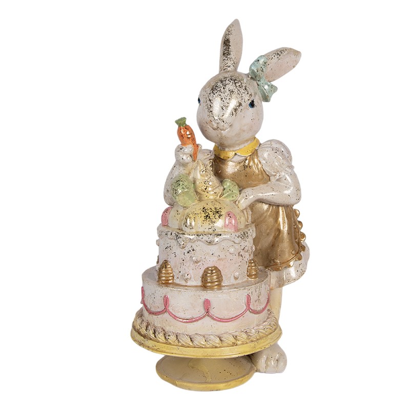 Clayre & Eef Image de décoration Lapin 20x15x36 cm Blanc Plastique