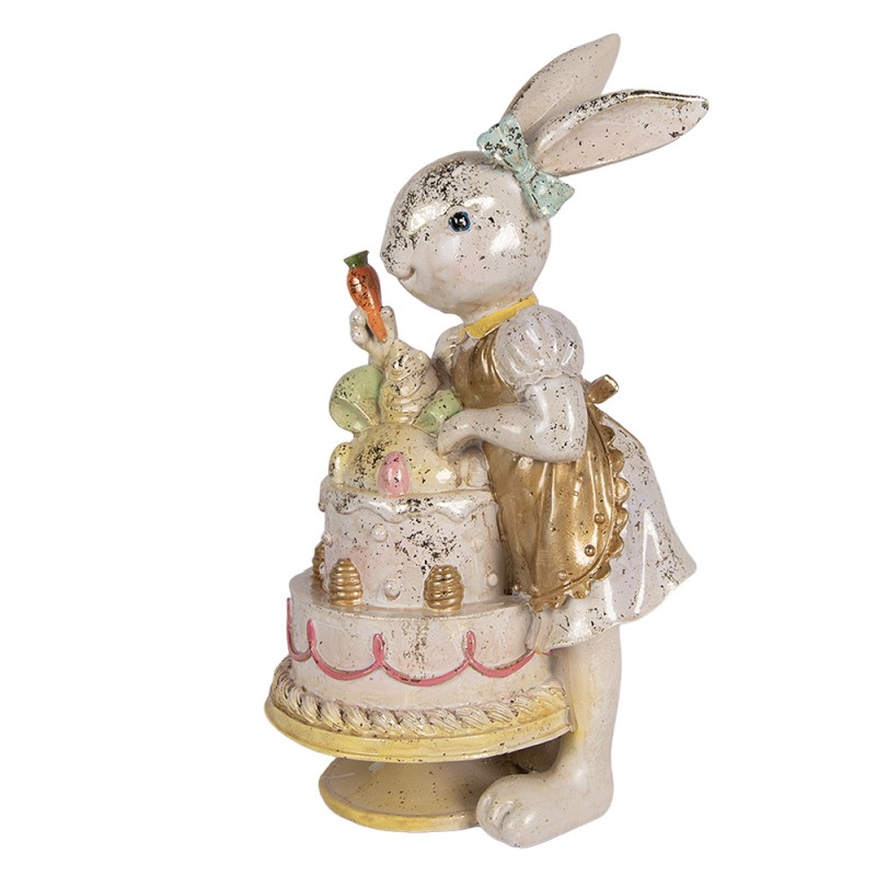 Clayre & Eef Image de décoration Lapin 20x15x36 cm Blanc Plastique