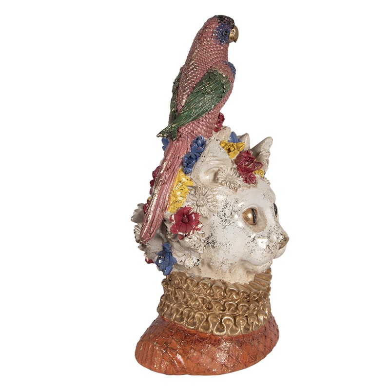 Clayre & Eef Image de décoration Chat 24x21x40 cm Blanc Plastique