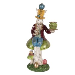 Clayre & Eef Kerzenständer Kaninchen 20x16x41 cm Weiß Kunststoff