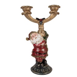 Clayre & Eef Kerzenständer Weihnachtsmann 17x10x28 cm Goldfarbig Kunststoff