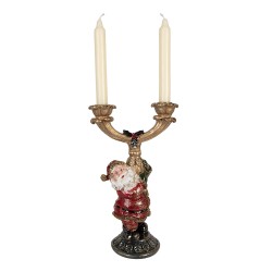 Clayre & Eef Kerzenständer Weihnachtsmann 17x10x28 cm Goldfarbig Kunststoff