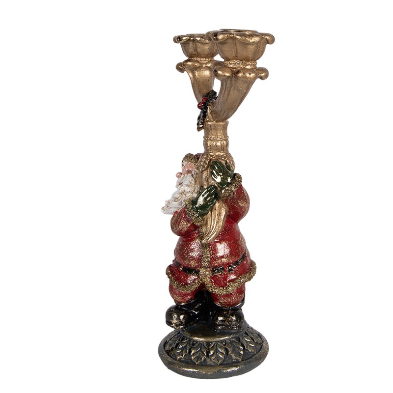 Clayre & Eef Kandelaar Kerstman 17x10x28 cm Goudkleurig Kunststof