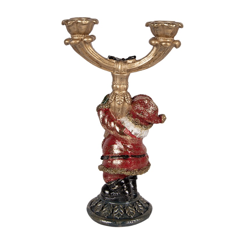 Clayre & Eef Kandelaar Kerstman 17x10x28 cm Goudkleurig Kunststof