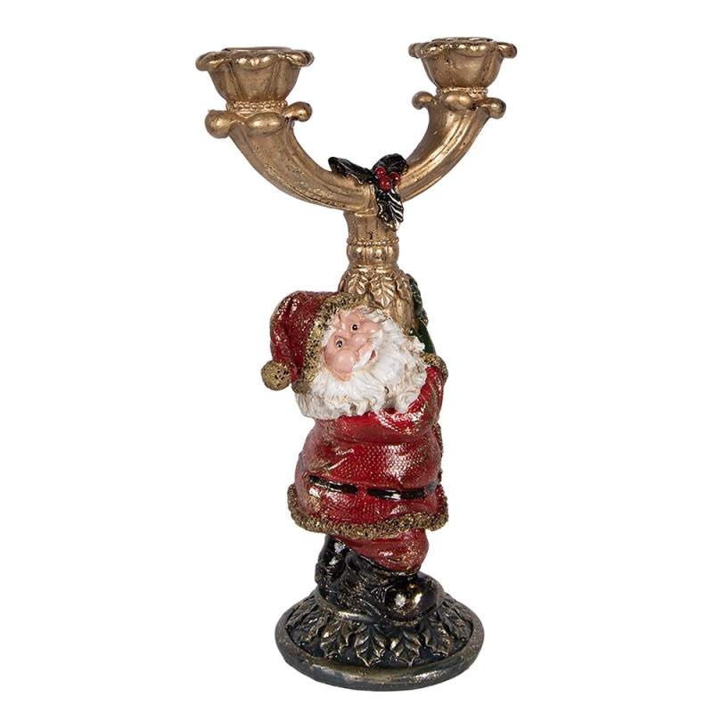 Clayre & Eef Kandelaar Kerstman 17x10x28 cm Goudkleurig Kunststof