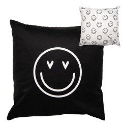 Clayre & Eef Lot de 2 housses de coussin 45x45 cm Noir Blanc Polyester smile