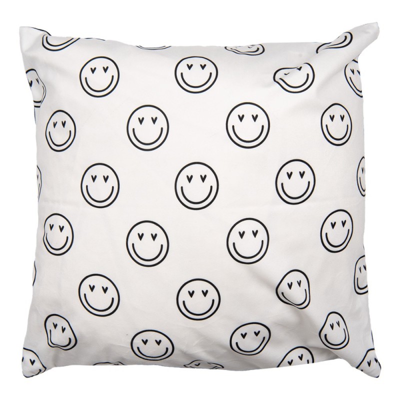 Clayre & Eef Lot de 2 housses de coussin 45x45 cm Noir Blanc Polyester smile