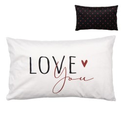 Clayre & Eef Lot de 2 housses de coussin 30x50 cm Noir Blanc Polyester