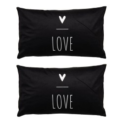 Clayre & Eef Kissenbezug 2er Set 30x50 cm Schwarz Weiß Polyester