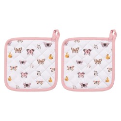 Clayre & Eef Presina set di 2 20x20 cm Beige Rosa Cotone Farfalle