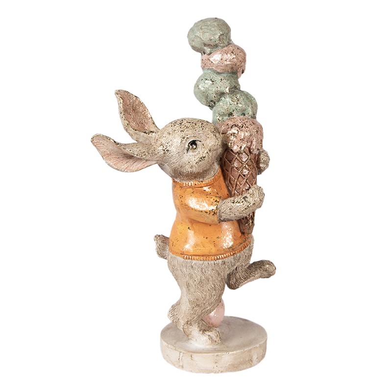 Clayre & Eef Statuetta decorativa Coniglio 16x10x28 cm Beige Plastica