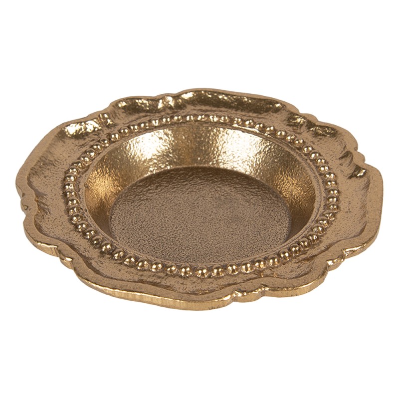 Clayre & Eef Decoratie schaal Ø 12x2 cm Goudkleurig Aluminium