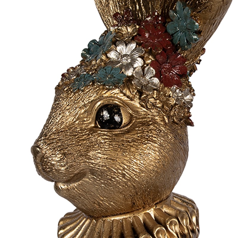 Clayre & Eef Statuetta decorativa Coniglio 27x17x51 cm Color oro Plastica