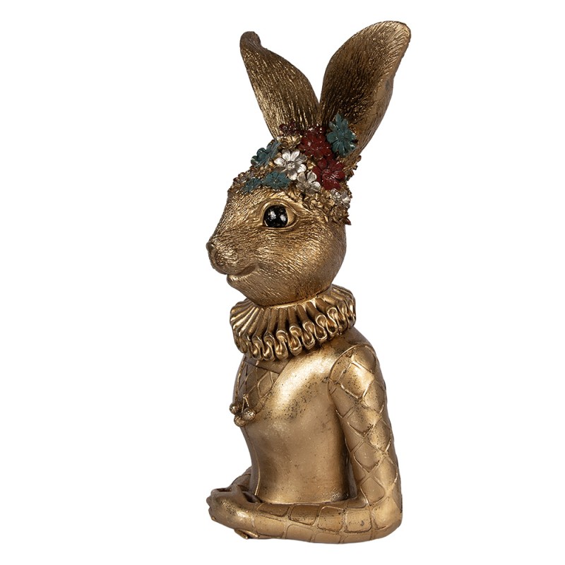 Clayre & Eef Statuetta decorativa Coniglio 27x17x51 cm Color oro Plastica