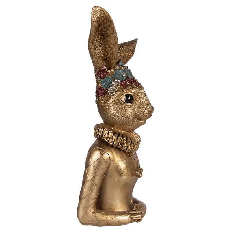 Clayre & Eef Statuetta decorativa Coniglio 27x17x51 cm Color oro Plastica