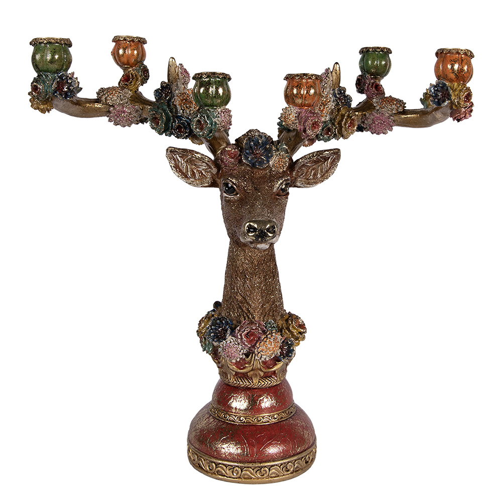 Clayre & Eef Kandelaar Hart 51x21x50 cm Bruin Kunststof afbeelding