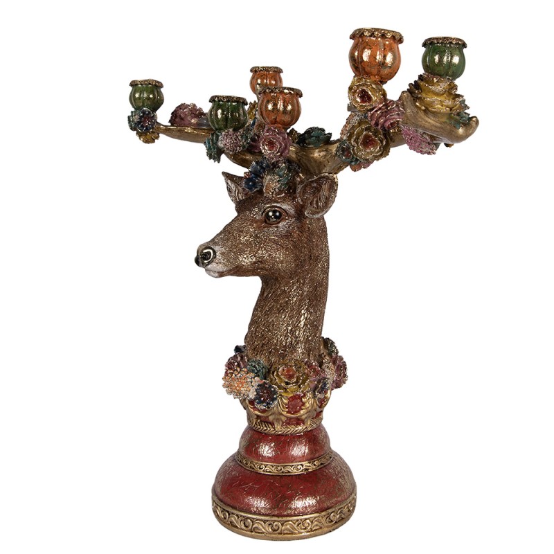 Clayre & Eef Kerzenständer Herz 51x21x50 cm Braun Kunststoff