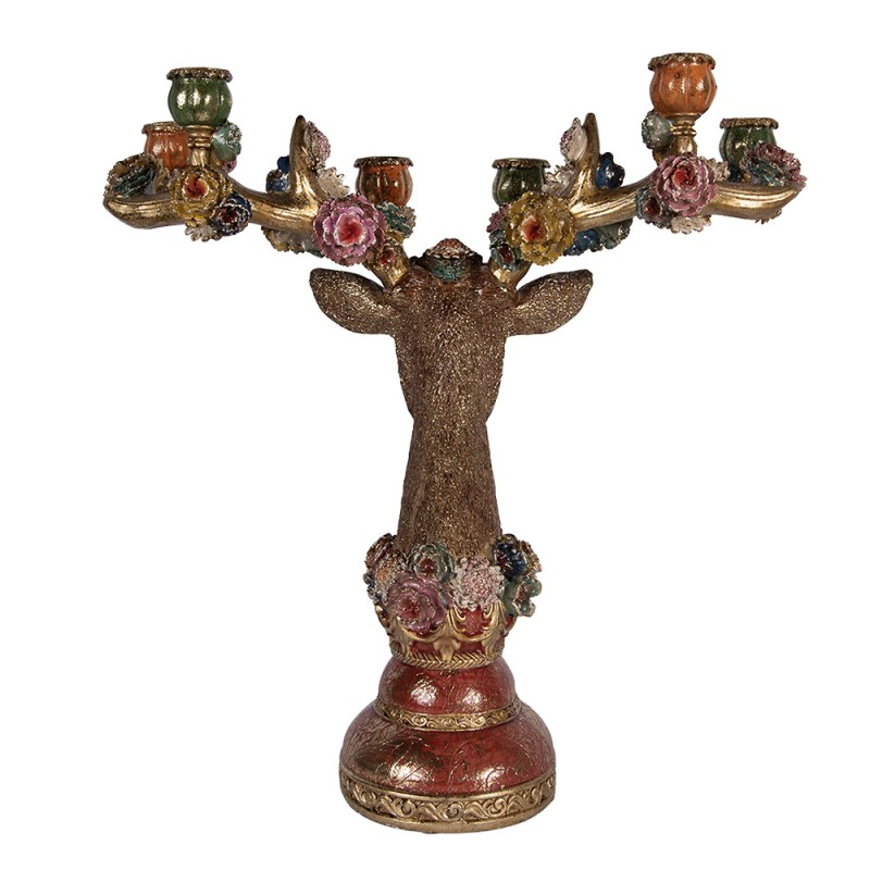 Clayre & Eef Kerzenständer Herz 51x21x50 cm Braun Kunststoff