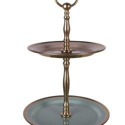 Clayre & Eef Etagere 3 layer Ø 27x51 cm Green Stainless Steel