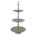 Clayre & Eef Etagere 3 layer Ø 27x51 cm Green Stainless Steel