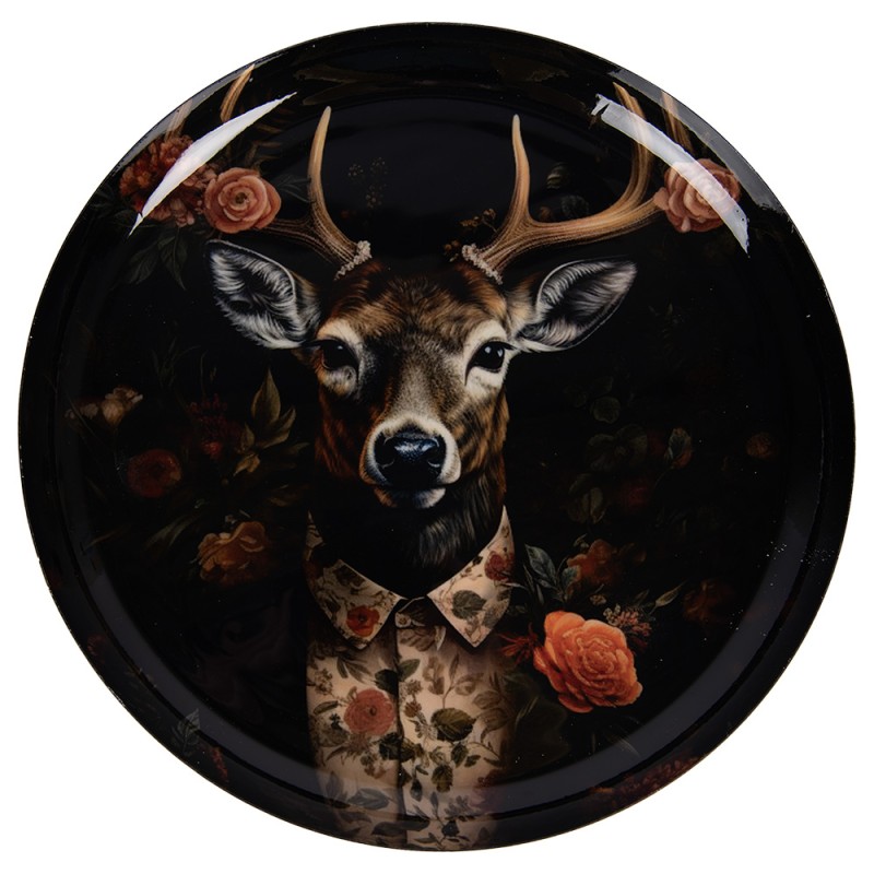 Clayre & Eef Decoratie schaal Ø 28x3 cm Zwart Metaal