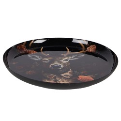 Clayre & Eef Decoratie schaal Ø 28x3 cm Zwart Metaal