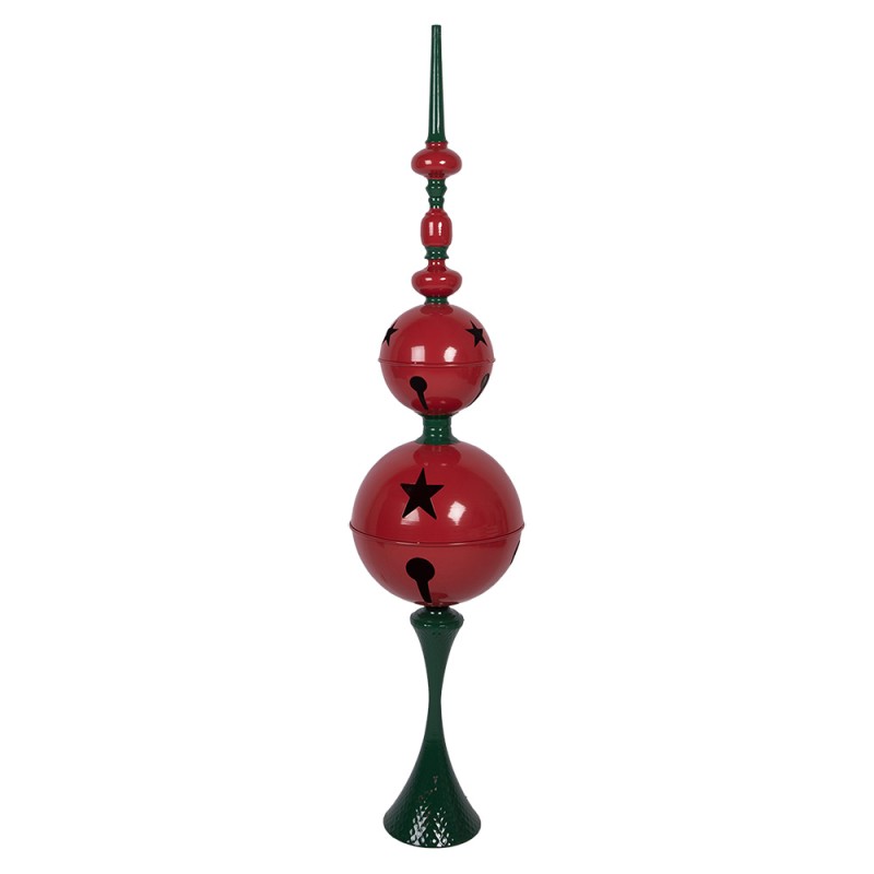 Clayre & Eef Statuetta decorativa di Natale Ø 31x142 cm Rosso Verde Metallo