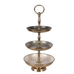 Clayre & Eef 3-Schicht-Etagere Ø 18x35 cm Grau Edelstahl