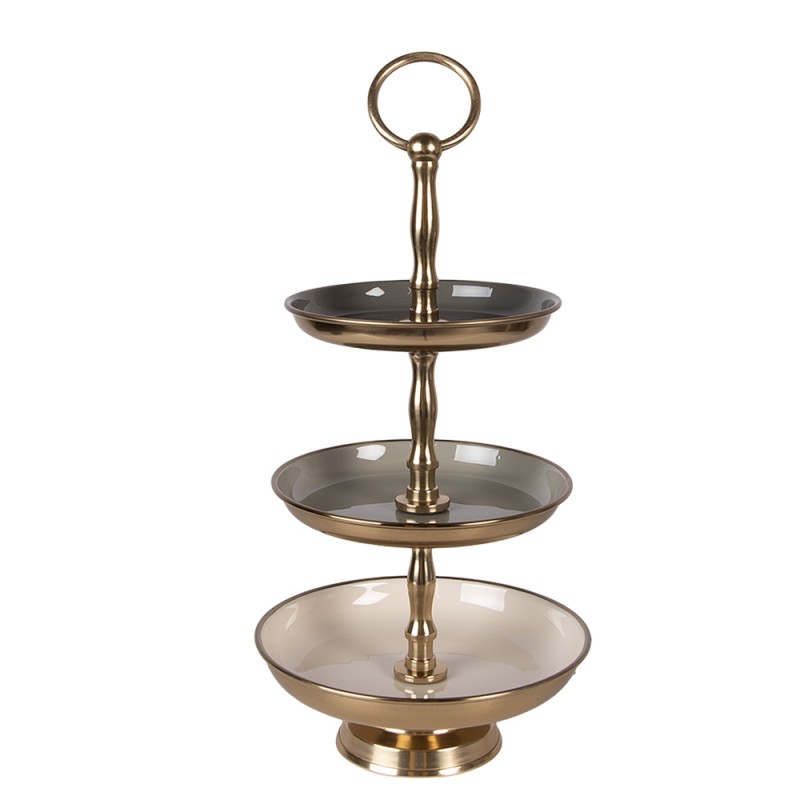 Clayre & Eef 3-Schicht-Etagere Ø 18x35 cm Grau Edelstahl