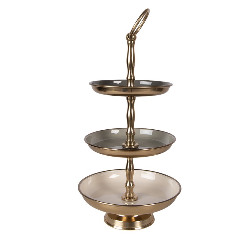 Clayre & Eef 3-Schicht-Etagere Ø 18x35 cm Grau Edelstahl