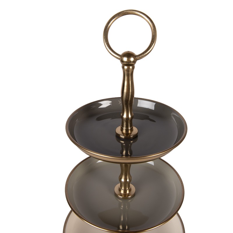 Clayre & Eef 3-Schicht-Etagere Ø 18x35 cm Grau Edelstahl