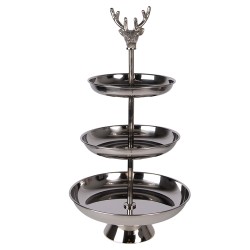 Clayre & Eef 3-Schicht-Etagere Ø 26x48 cm Silberfarbig Aluminium