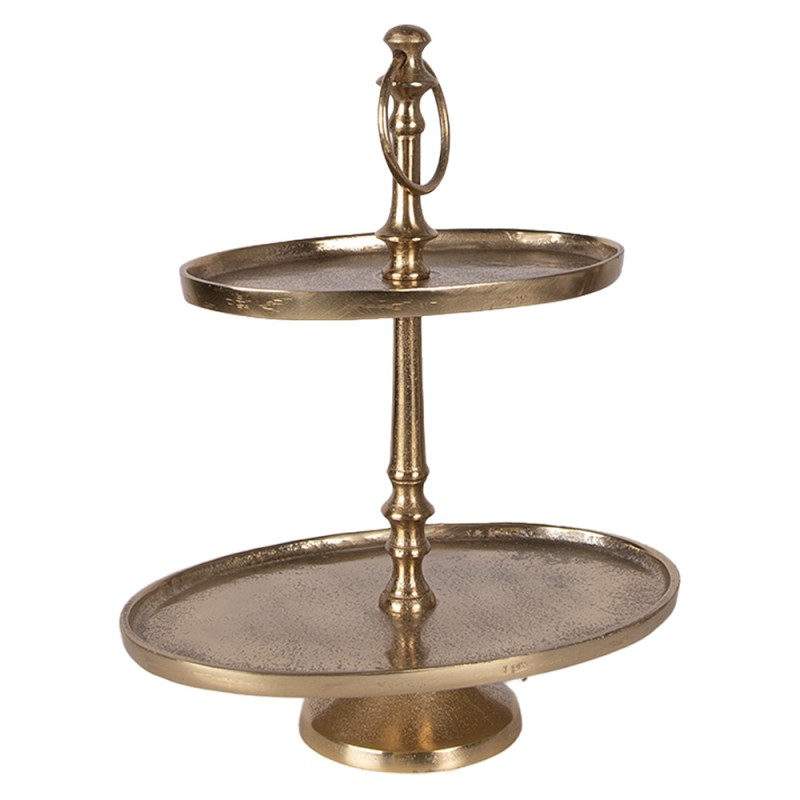 Clayre & Eef 2-Schicht-Etagere 27x18x34 cm Goldfarbig Aluminium