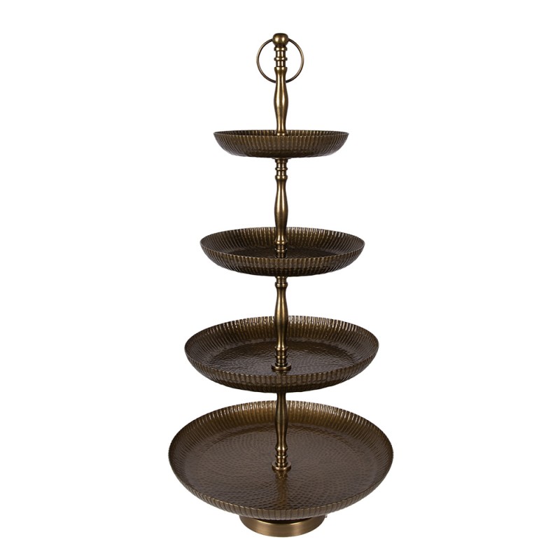 Clayre & Eef Etagere Ø 37x79 cm Goldfarbig Aluminium