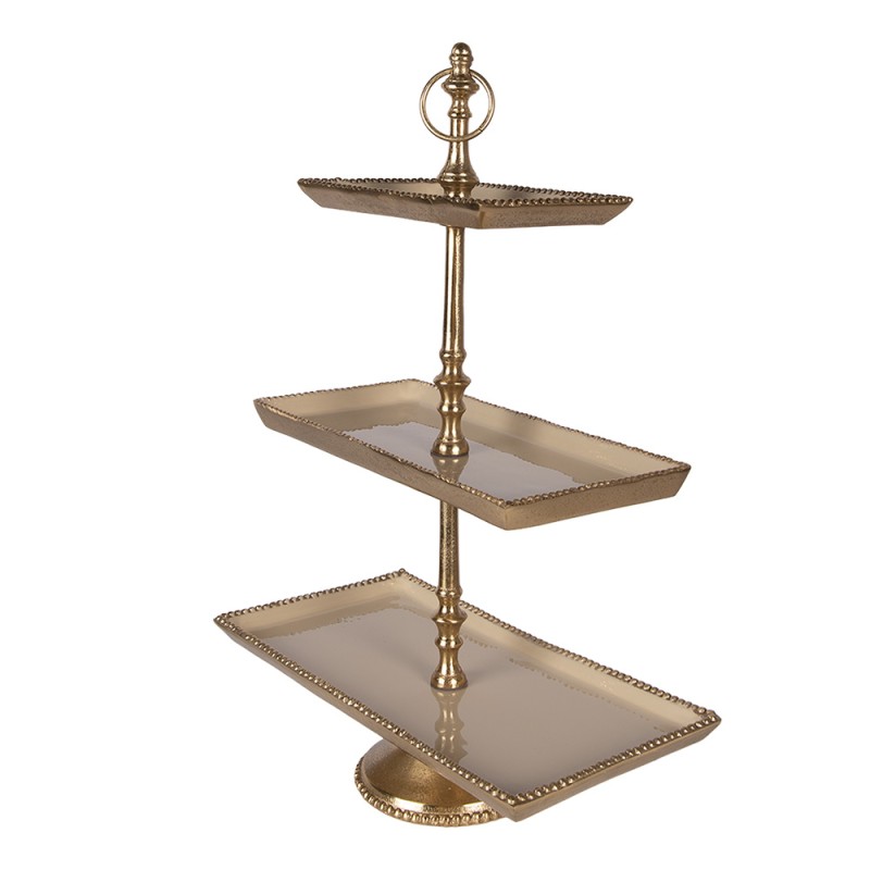 Clayre & Eef Etagère 3 laags 34x17x50 cm Beige Aluminium