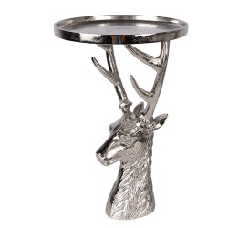 Clayre & Eef Decoratie schaal Ø 25x38 cm Zilverkleurig Aluminium Hert