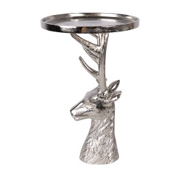 Clayre & Eef Decoratie schaal Ø 25x38 cm Zilverkleurig Aluminium Hert