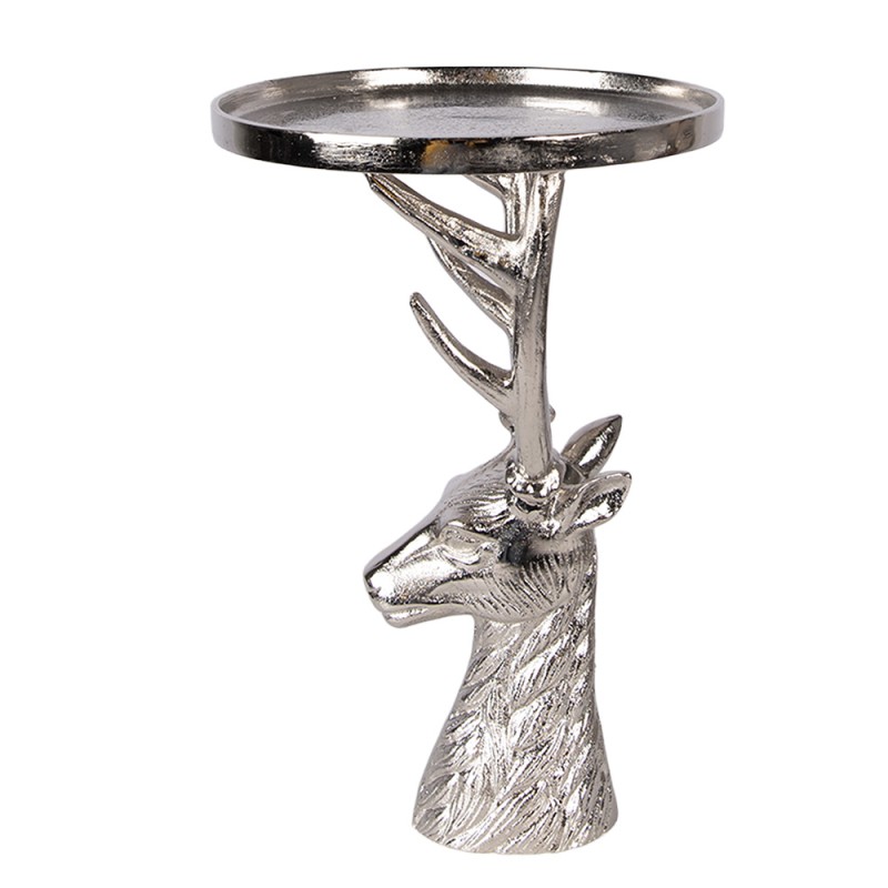 Clayre & Eef Decoratie schaal Ø 25x38 cm Zilverkleurig Aluminium Hert