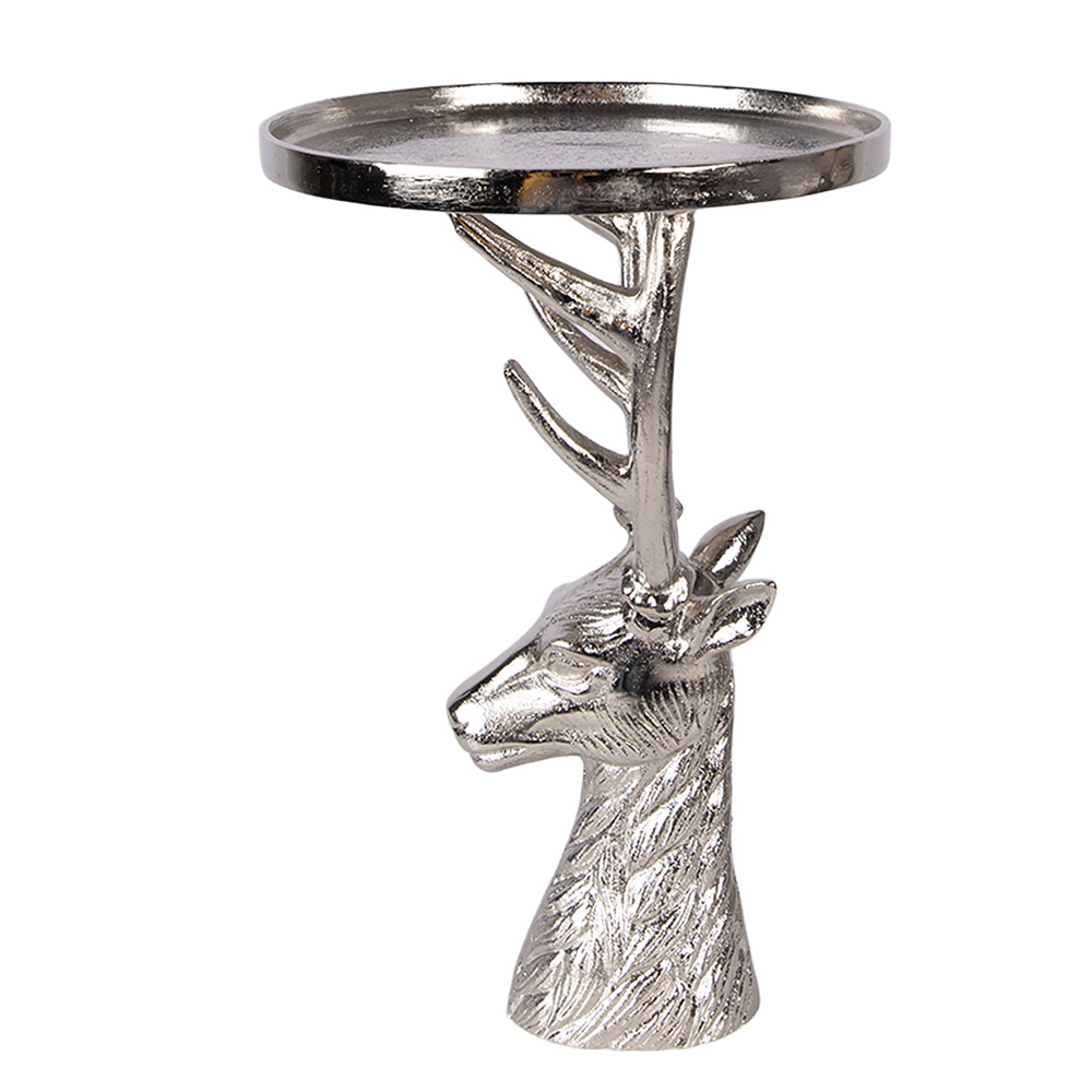 Decoratie Schaal Ø 25X38 Cm Zilverkleurig Aluminium Hert-image