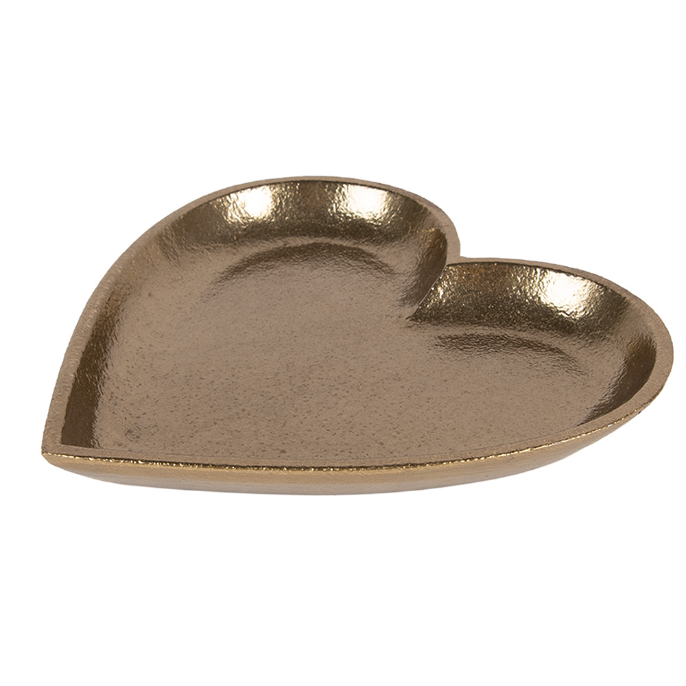 Clayre&Eef Decoratie schaal Hart 21x21x2 cm Goudkleurig Aluminium afbeelding
