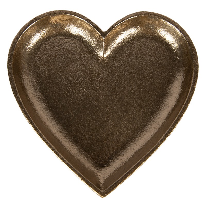 Clayre & Eef Decorative Bowl Heart 21x21x2 cm Gold colored Aluminium