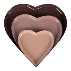 Clayre & Eef Decoratie schaal Set van 3 Hart Ø 24 / Ø 19 / Ø 13 cm Meerkleurig Metaal