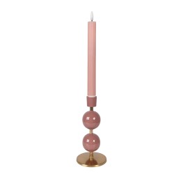 Clayre & Eef Candle holder Ø 9x19 cm Pink Metal