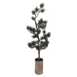 Clayre & Eef Mini Artificial Christmas Tree 23x23x60 cm / 3xAAA Green Wood